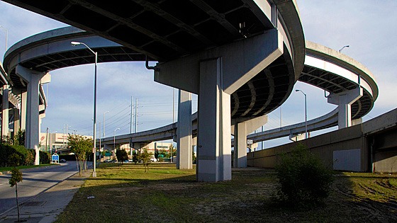 underside of a New Orleans urban expressway 
