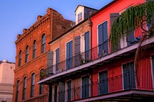 French Quarter apartment building on Decatur Street at sunrise