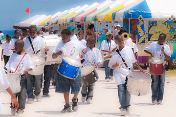 marching band composed of local children at the first Schooner Springfest in 2011, Schooner Bay, Bahamas