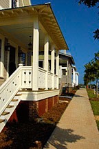 front porches along sidewalk in the Waters, near Montgomery, Alabama