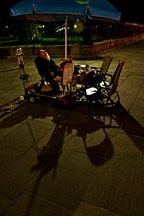fortune-teller asleep on Jackson Square late at night