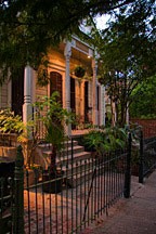 front porch and iron fence in the French Quarter