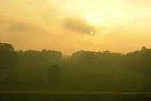 misty afternoon just after a heavy rain on fields beside the Waters near Montgomery, Alabama